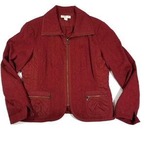 Coldwater Creek Red Raised Print Red Pocket Jacket